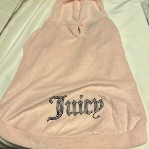 Juicy Couture Dog Hoodie light pink w/ crown & black rhinestones bling m/l